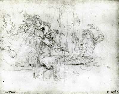 Watteau Drawing Four Studies of a Woman